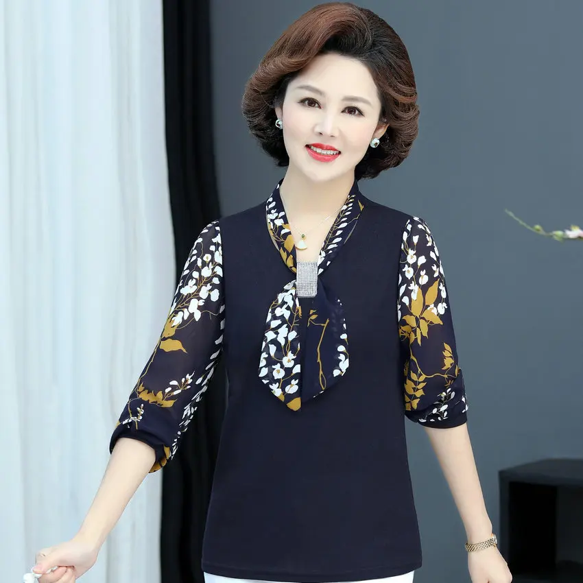 Женские блузки красного темно-синего цвета из 2 предметов весенне-осенние