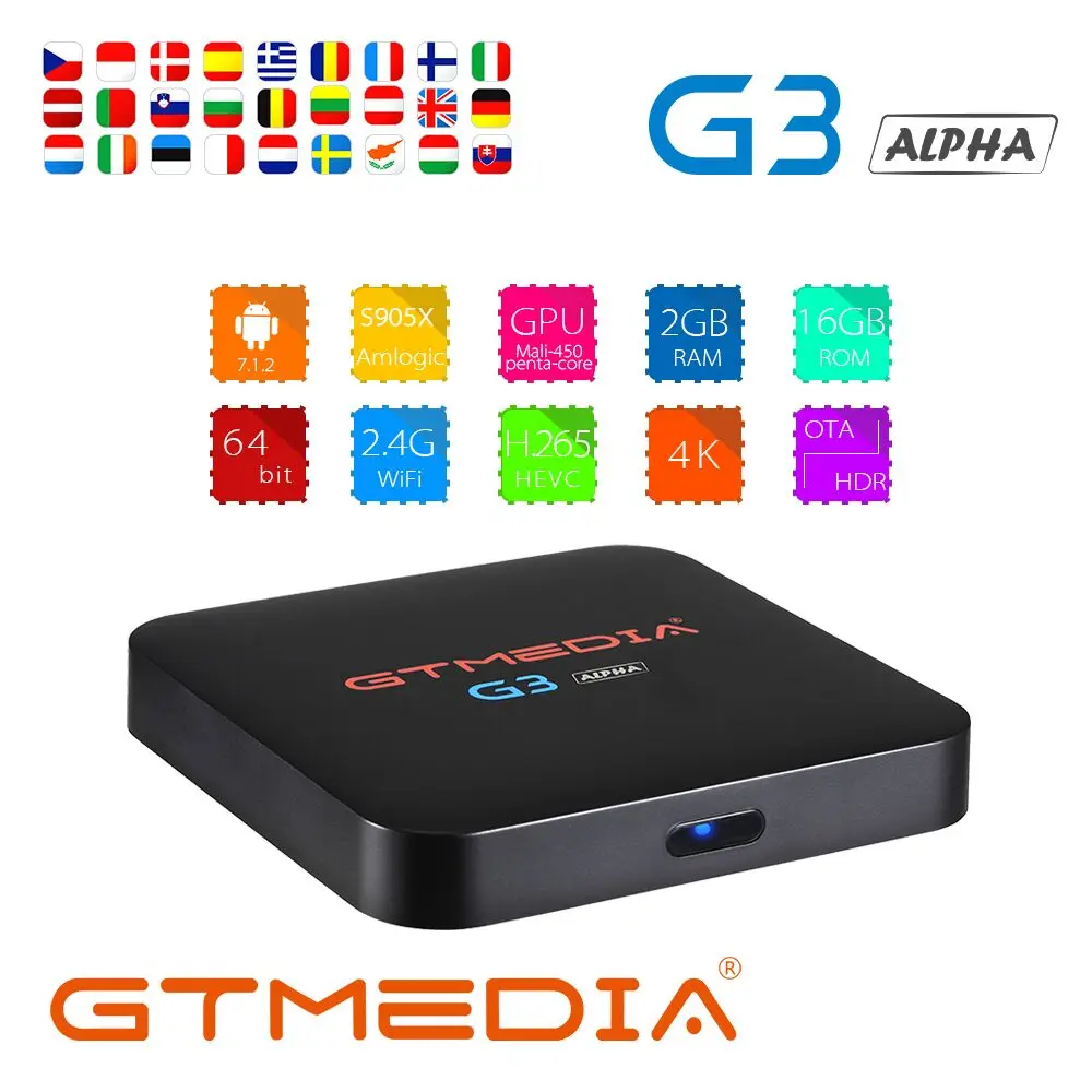 ТВ приставка GTMEDIA G3 Alpha Android 7 1 2 ГБ/16 ГБ 4G/Φ Wi Fi 4K H.265 BT4.0 умный медиаплеер pro PK X96