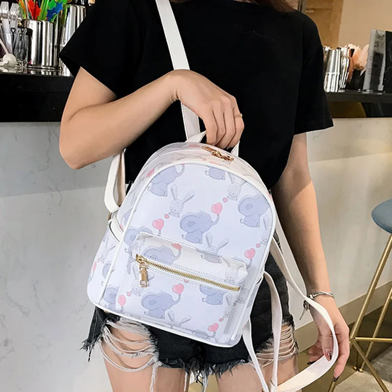 Женский рюкзак с мультяшным принтом милые школьные ранцы из искусственной кожи