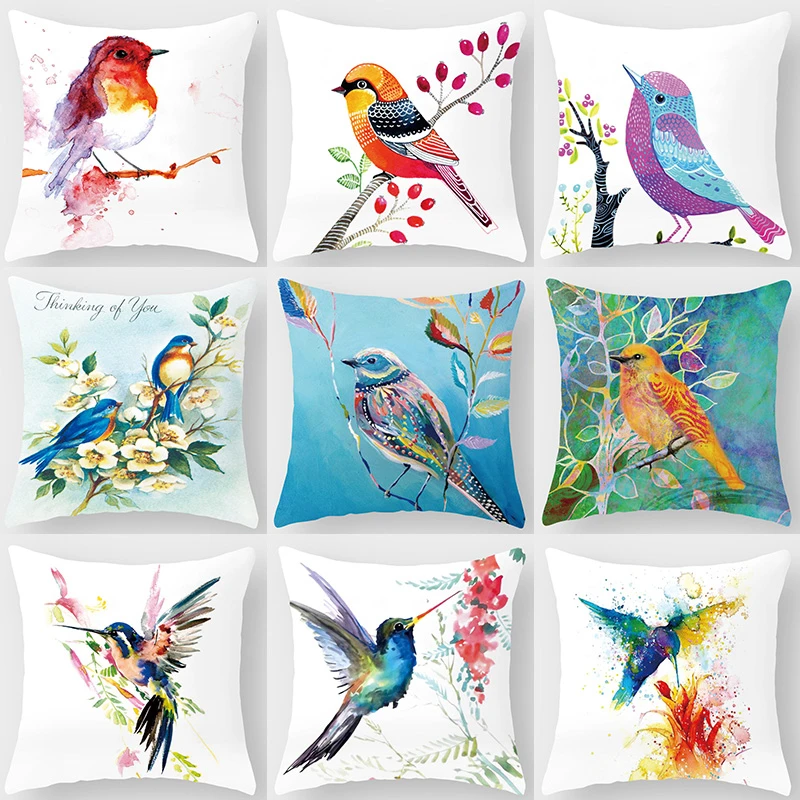 

Bird Flower Animal Decorative Cushions Pillowcase Polyester Cushion Cover Throw Pillow 45*45 Sofa Decoration Pillowcover 40881