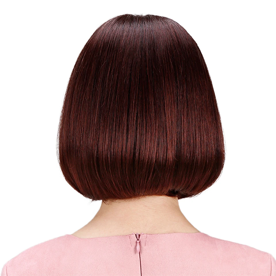 

Short Bob Front Synthetic Hair Wigs heat-resisting Ombre Black Straight For Women Dark brown