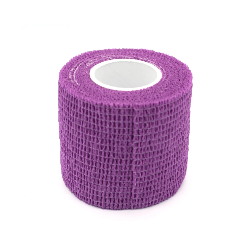 Purple 1 рулон 5*450 см Одноразовые самоклеющиеся гибкие эластичные бандажные ручки для татуажа, трубки, обертывания, налокотники, палочки, медицинские ленты, Аксессуары - Цвет: Purple