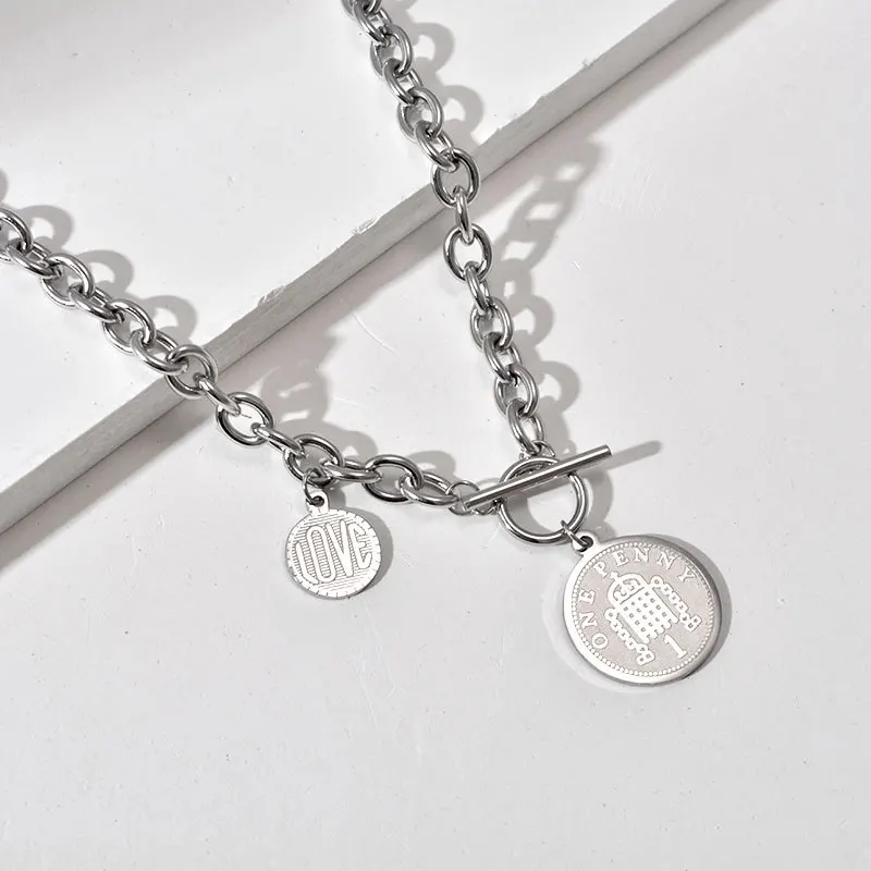 

Fashion stainless steel necklace female hip-hop letters all-match pendant jewelry hot sale