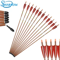 6pcs 31inch archery pure carbon arrows spine400 4 turkey feather wood grain pure carbon arrow targeting hunting shooting