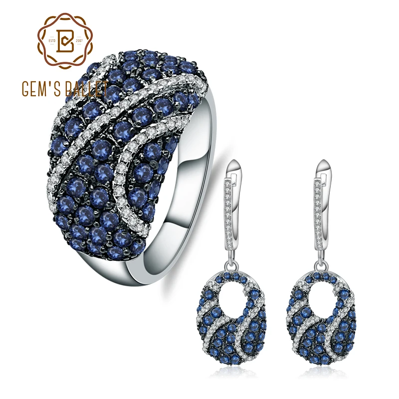 GEM'S BALLE 925 пробы Серебряный винтажный комплект ювелирных изделий Роскошный