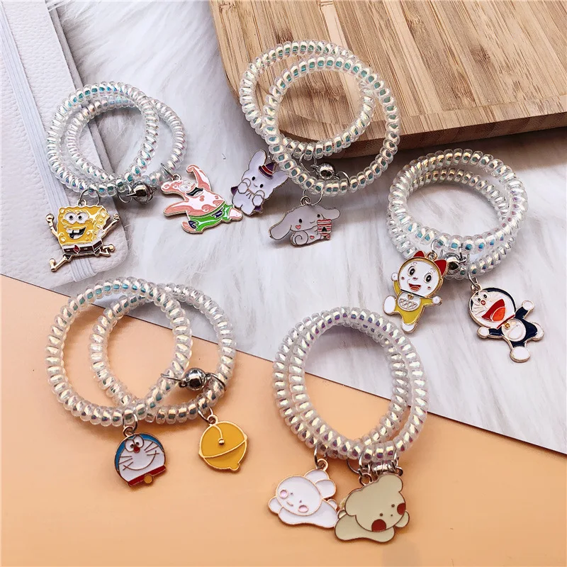 

Schoolgirl Magnet Hair Ring Telephone Wire Head Rope Leather Band Cute Cartoon Rubber Band Bracelet Dual-use Hair Ornament