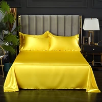 fitted rayon bed sheet high grade solid color satin flat single and double bed sheet including pillowcase