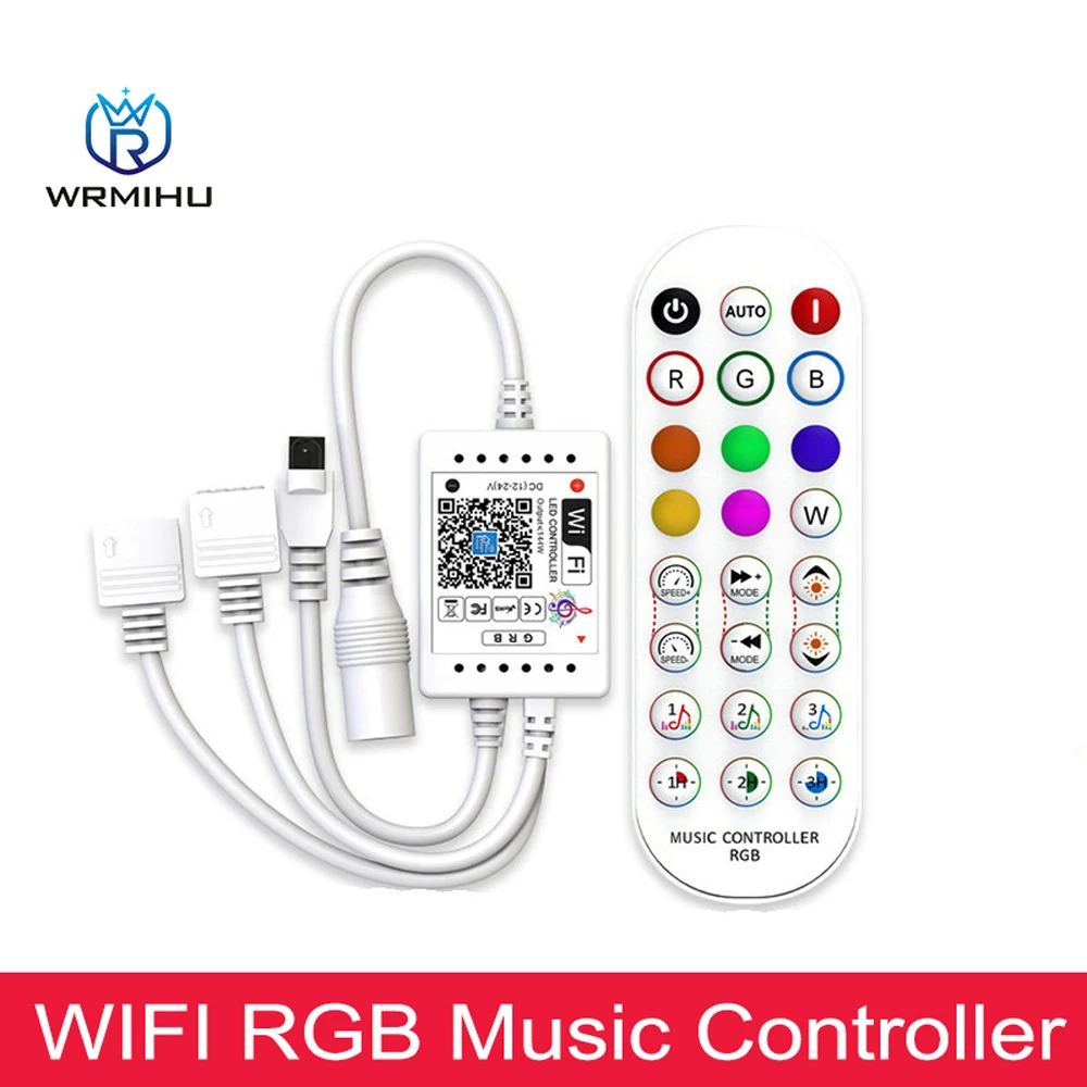 New DC12-24V WIFI Dual-Head Output RGB Music Controller IR 24 Key Controller Wifi Remote Control For SMD 5050 2835 RGB Led Strip