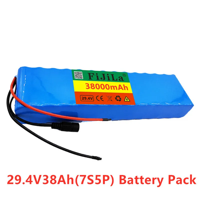 

7S5P 29.4v 38Ah electric bicycle motor ebike scooter 24v li ion battery pack 18650 lithium rechargeable batteries