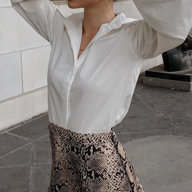 

Женская винтажная рубашка с длинным рукавом, отложным воротником