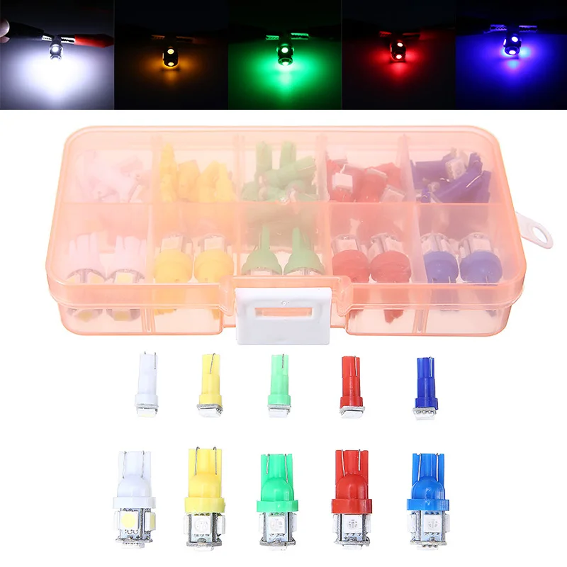 Mayitr 70 шт. T5 + T10 светодиодный автомобиль лампа приборной панели красочные кластера