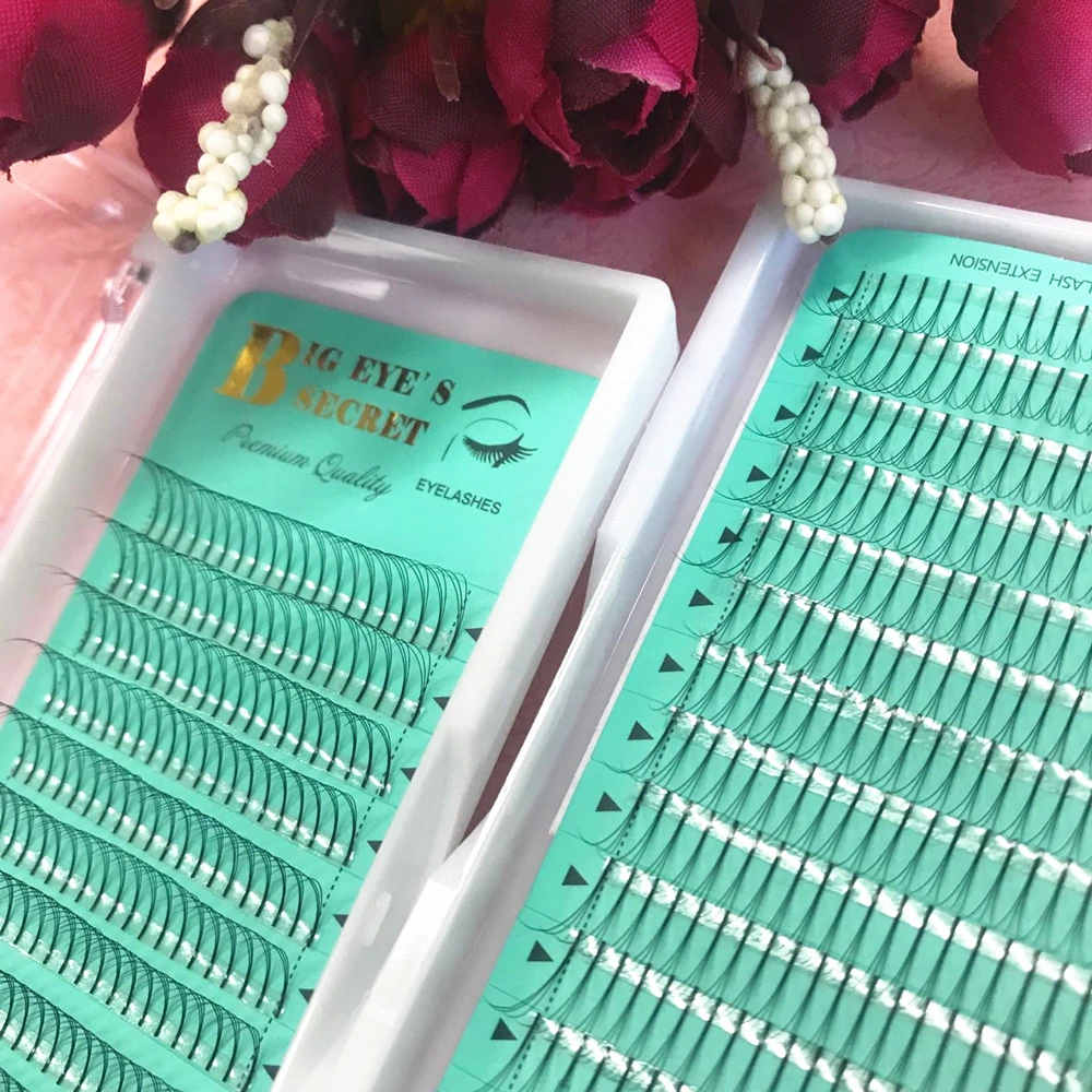 

Big Eye's secret Lashes Extension 12 lines handmade Korean PBT Premade Volume Fans Natural Soft Faux Mink Eyelash Extension