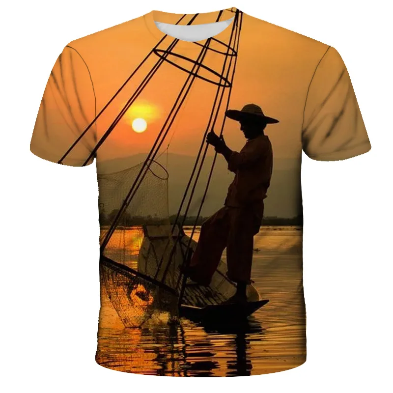 

Landscape 3d printing t-shirt personality-neck fashion children's clothes boy and girl casual shirt summer short sleeves for