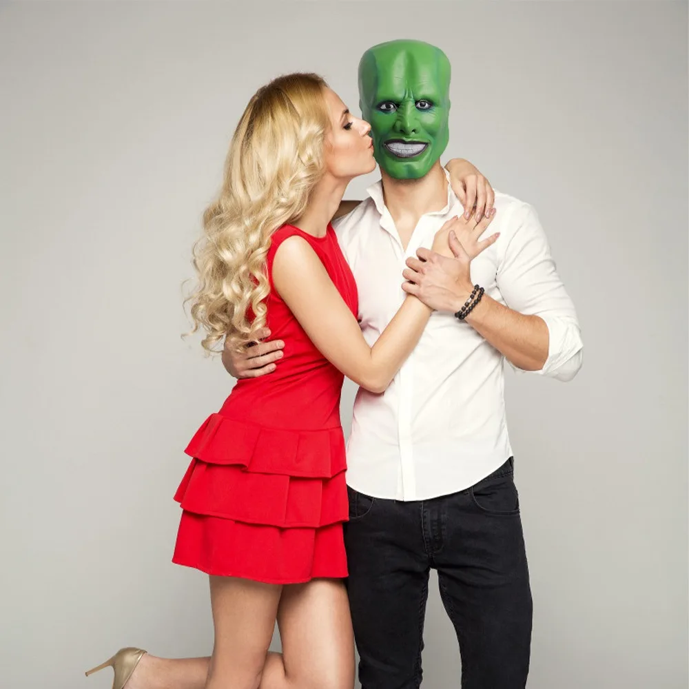 Jim Carrey зеленая маска с полной головой страшная маскарадный вечерний карнавальный