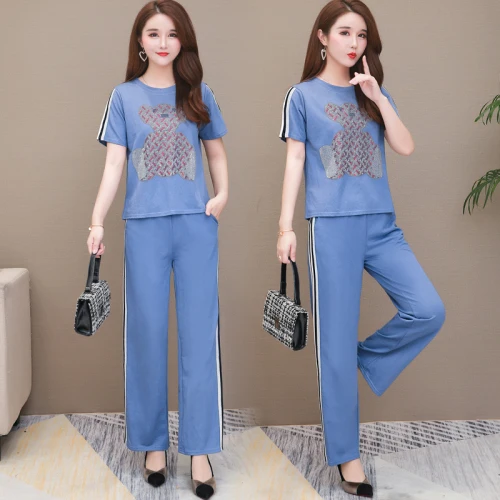 

Women Plus Size Suits And Sets Blue Women Two Piece Outfits Summer Pink Top&pants Set Casual Tracksuit Women's Tracksuits