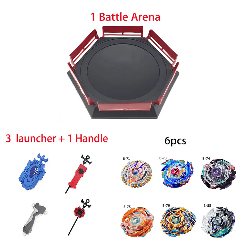 6pcs launcher arena Набор топов пусковые установки Beyblade игрушки Toupie Металл God Burst волчок Bey Blade Blades игрушки bay blade bables - Цвет: 6pcs launcher arena