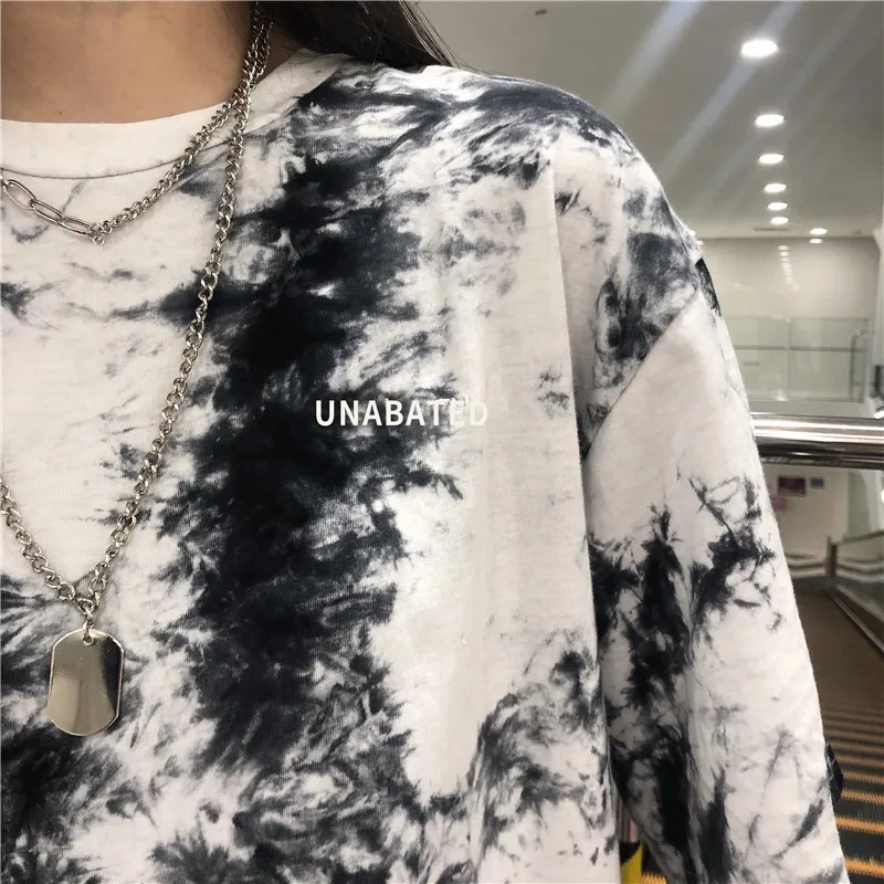 

2020 Women's Casual Round Neck Tie Dye Print Short Sleeve Loose Pullover Simple T-Shirt