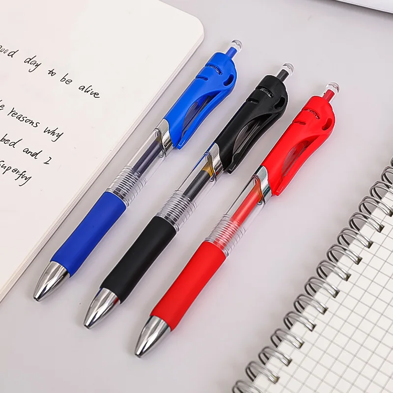 

3Pcs Retractable Gel Pen 0.5mm Black Blue Red Gel Ink Refill Gelpen School Office Supplies Stationary Pens
