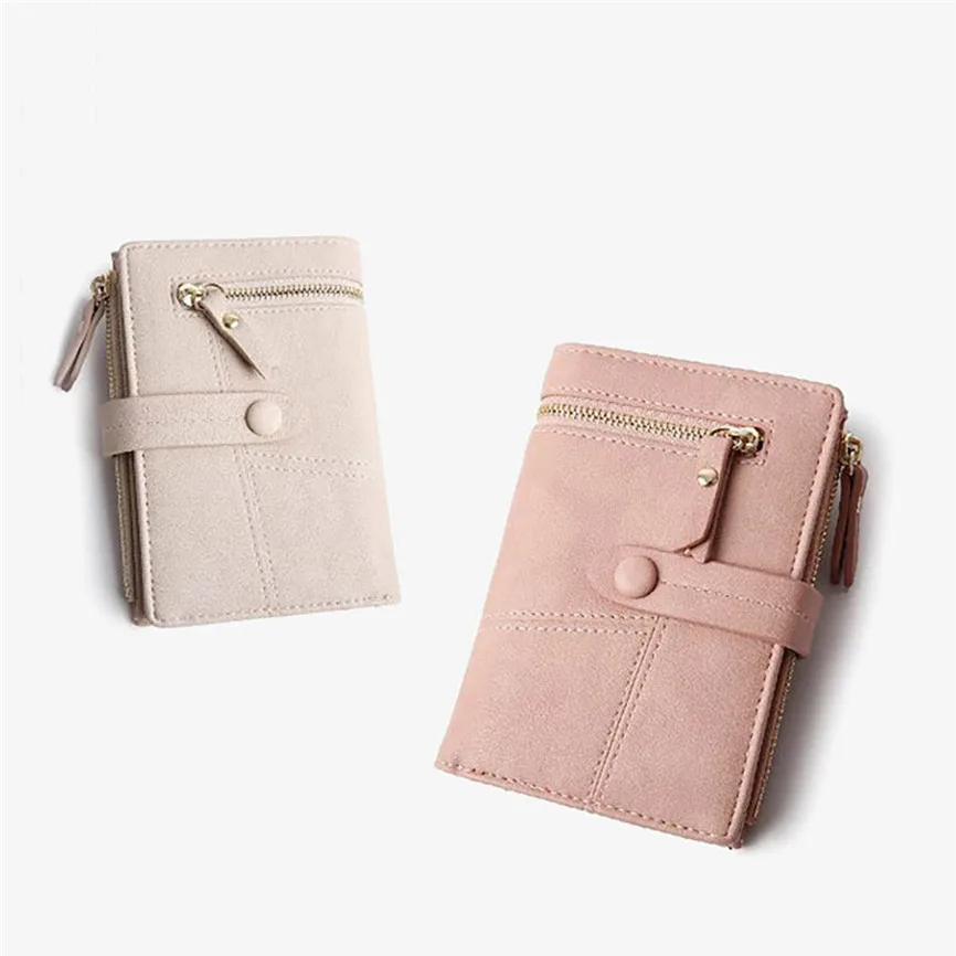 Женский кожаный кошелек на молнии с короткой пряжкой Мини кошельки для денег