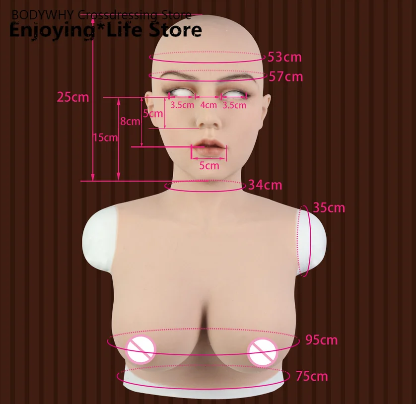 Crossdressing силиконовая женская маска с реалистичной кожей поддельные D чашки формы
