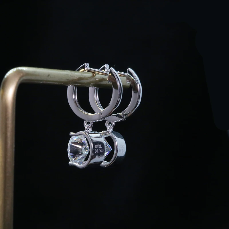 AEAW Твердые 14 к белое золото 6,5 мм 1.0ct всего 2.0ctw круглой огранки Свадебные висячие серьги Муассанит капля для женщин