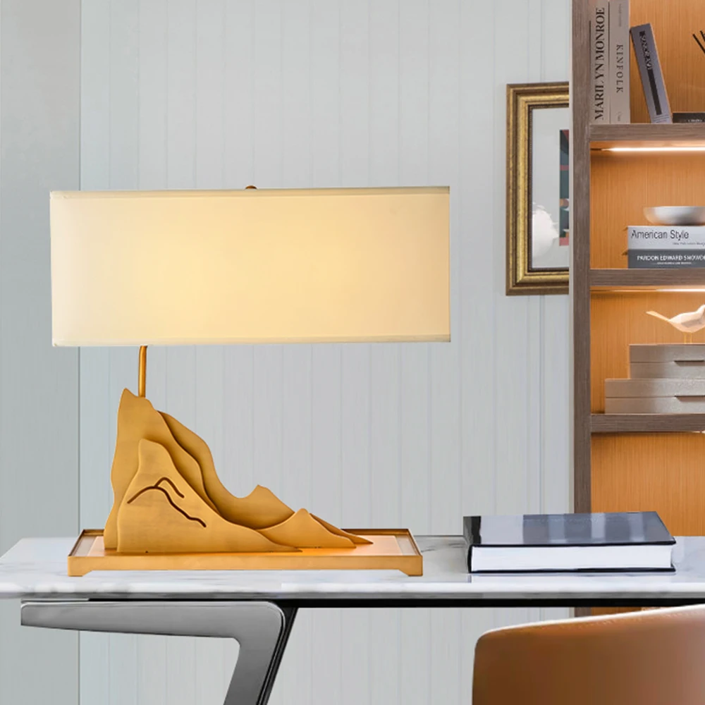 E27 держатель в китайском стиле металлический золотой форме горы кабинет стол