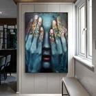 Картина с абстрактным изображением девушки, лицо, руки, настенные картины, новые современные плакаты и принты для украшения гостиной, дома