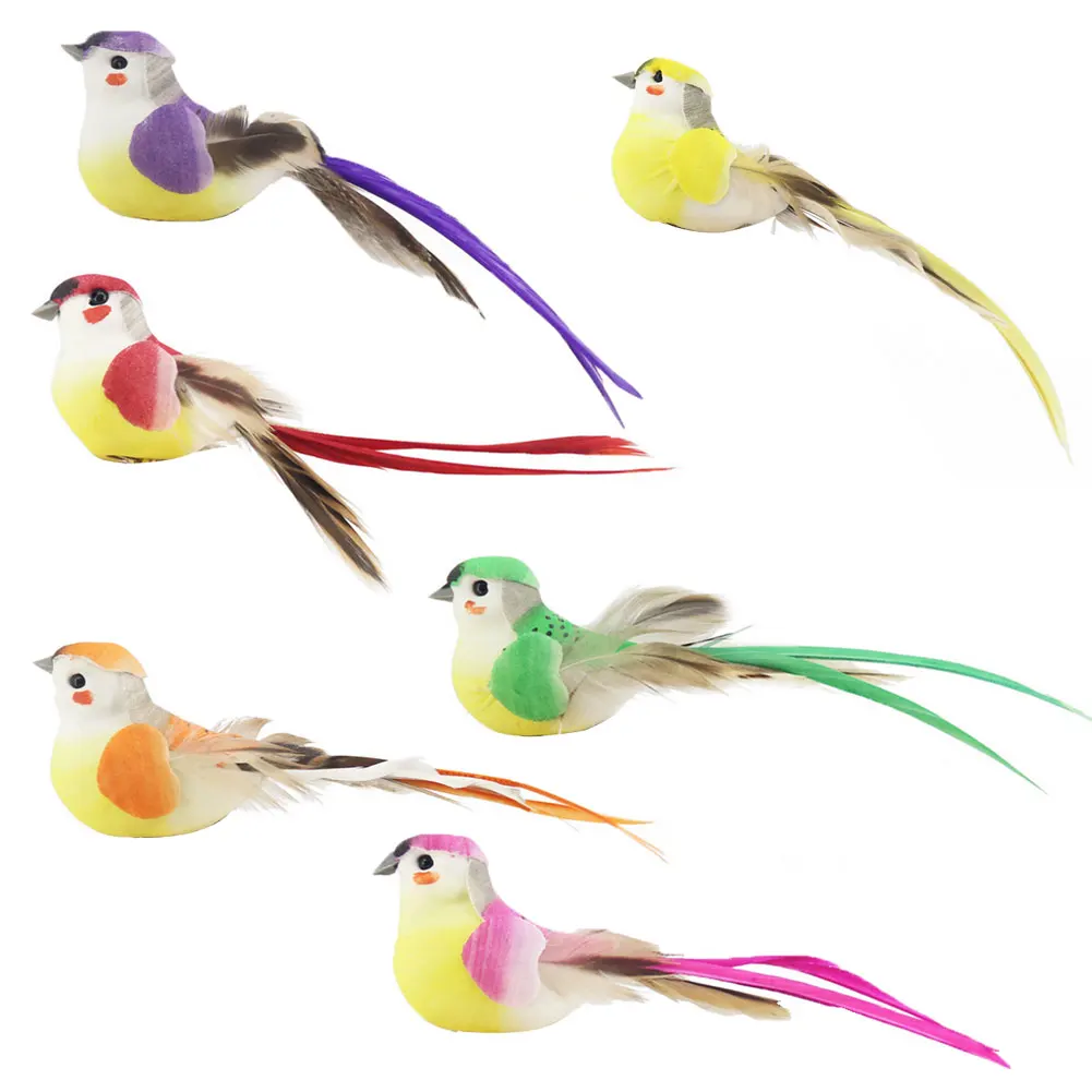 

12PCS Simulation Birds Props Pajaros Decorativos Artificial Mini Birds For Craft Home Ornaments Garden Wedding Decoration