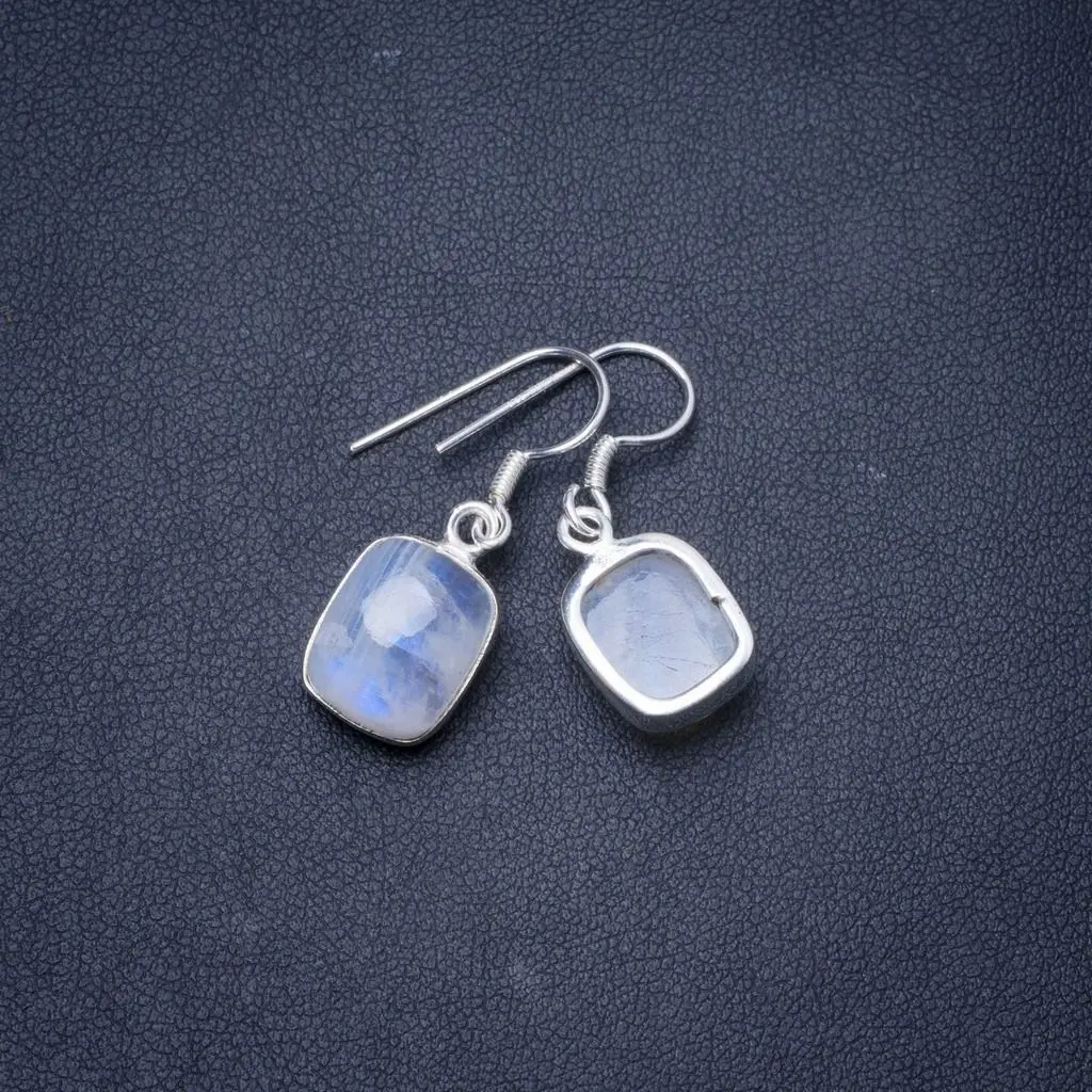 Уникальные серьги ручной работы из натурального лунного камня в виде радуги