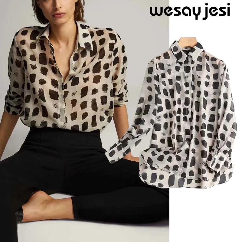 2020 za в английском стиле Офисные женские туфли горошек элегантные шелковая блузка