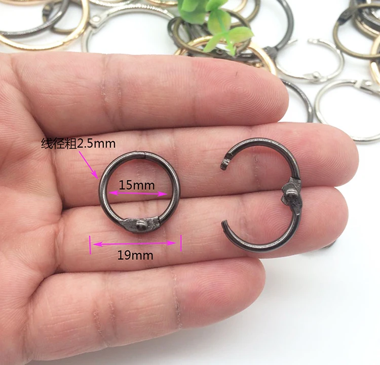 15mm light black 5 шт. металлические кольца для ноутбуков, Золотое шарнирное кольцо, Школьное свободное кольцо с листьями, кольцевые обручи для скрапбукинга, альбом, Офисная прищепка, кольцо - Цвет: 15mm light black