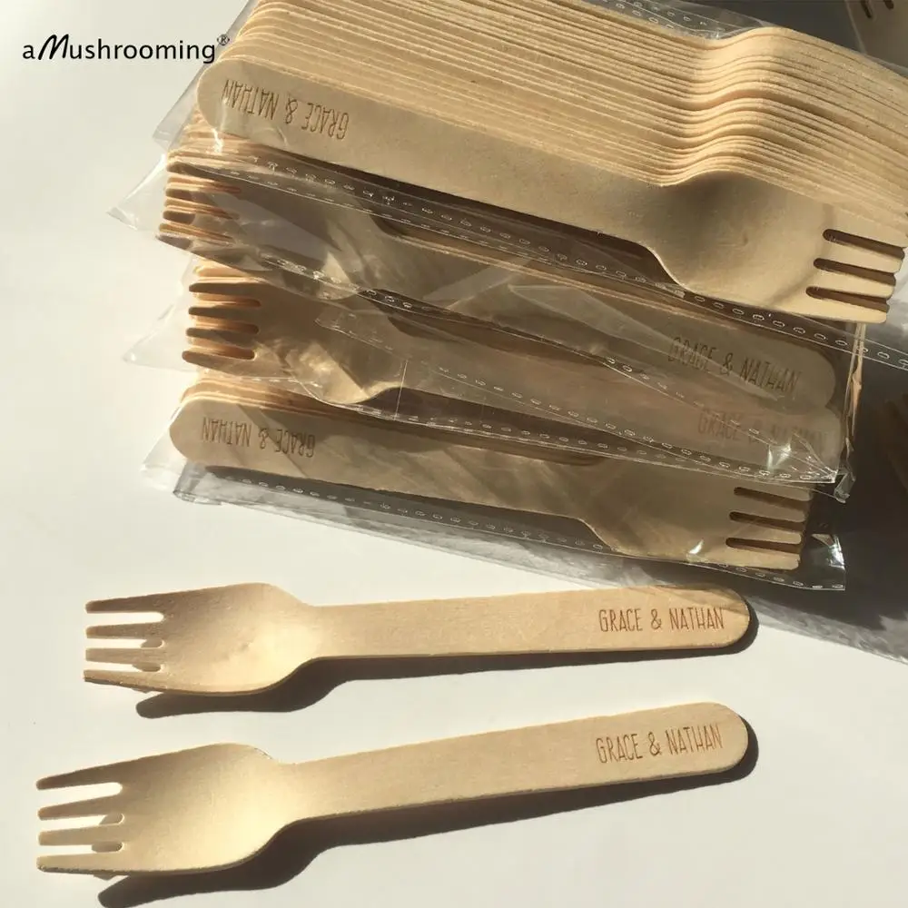 Персонализированные свадебный душ деревянные вилки 6 5 дюймов буфетный стол и