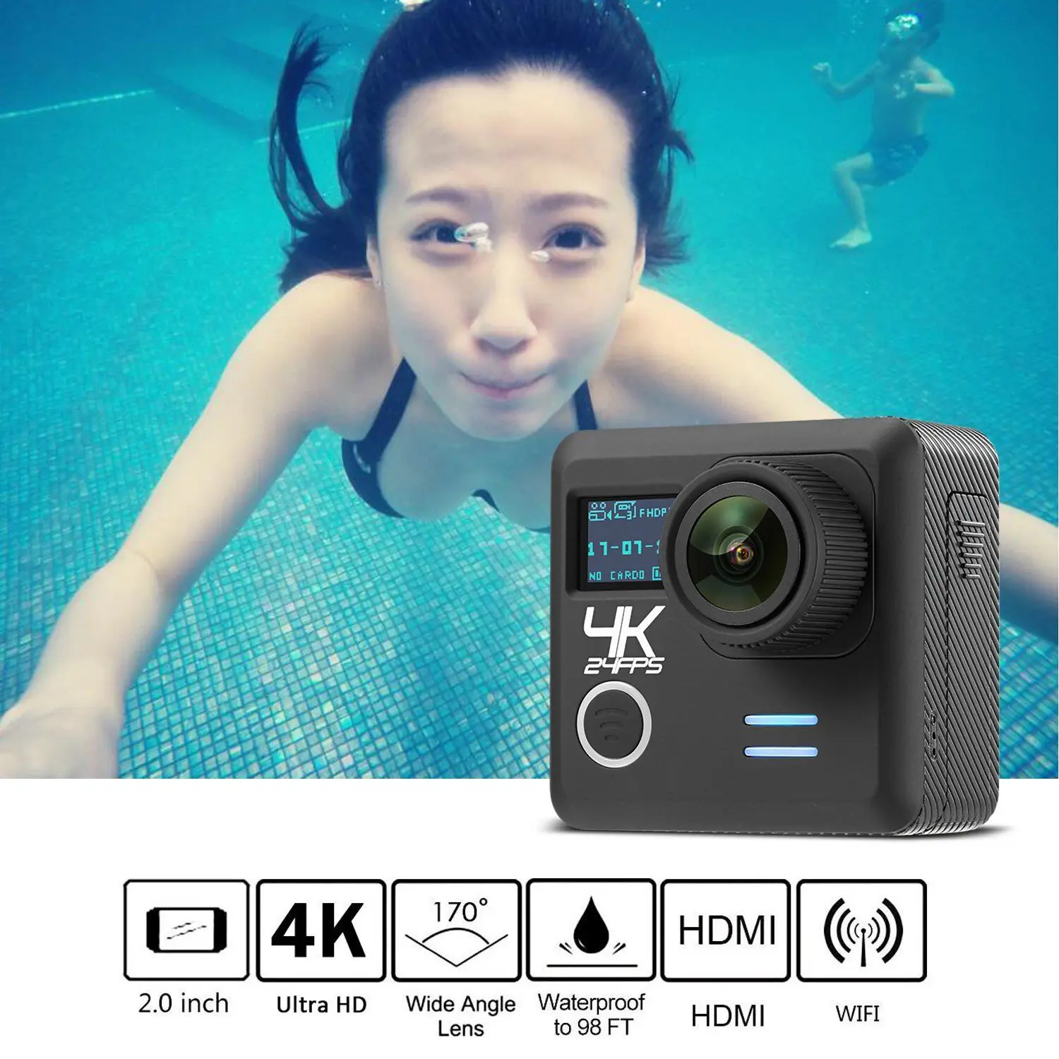 للبيع كامورو I5 عمل كاميرا من جو برو مماثلة مقاوم للماء Hd كاميرا 4K واي فاي كاميرا رياضية