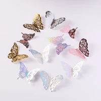 12 pcs colorful silver 3d hollow butterfly wall sticker wedding decorations living room home decor butterflies decal stickers
