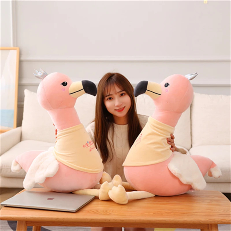 

70-110CM Kawaii simulation flamingo ostrich Фламинго Flamenco plush pillow washable comfortable and soft decorative ornament gif