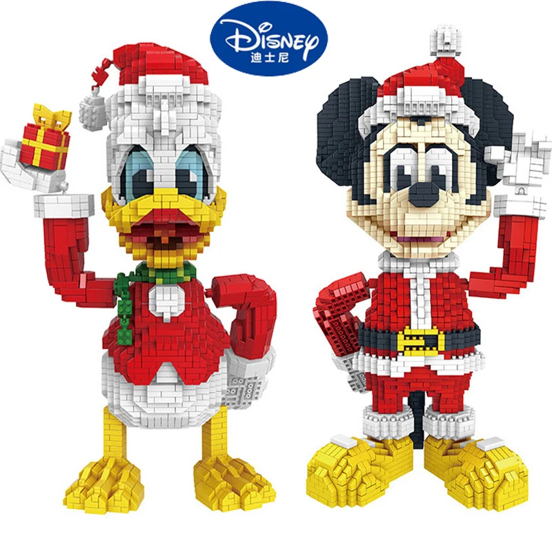 Disney Christmas Mickey Mouse Donald Duck micro-particle building blocks and insert decoration children's toys Christmas series