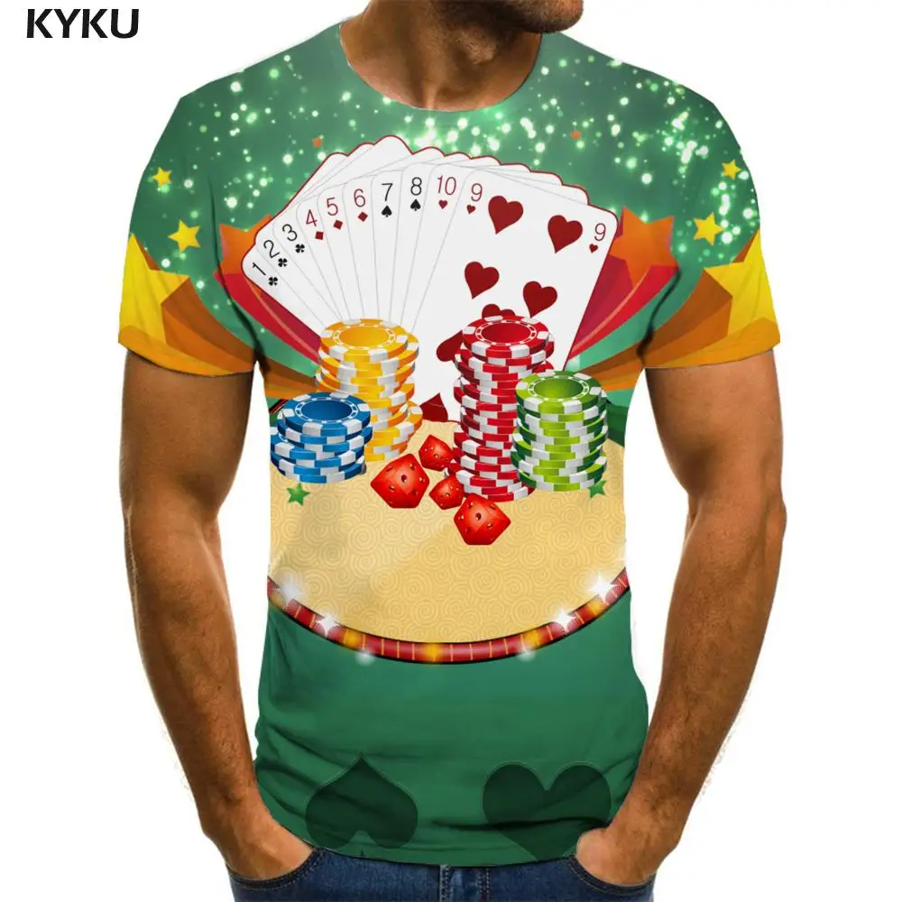 

Мужская футболка с 3D-принтом KYKU, Повседневная футболка с принтом игральных карт, в стиле хип-хоп, лето