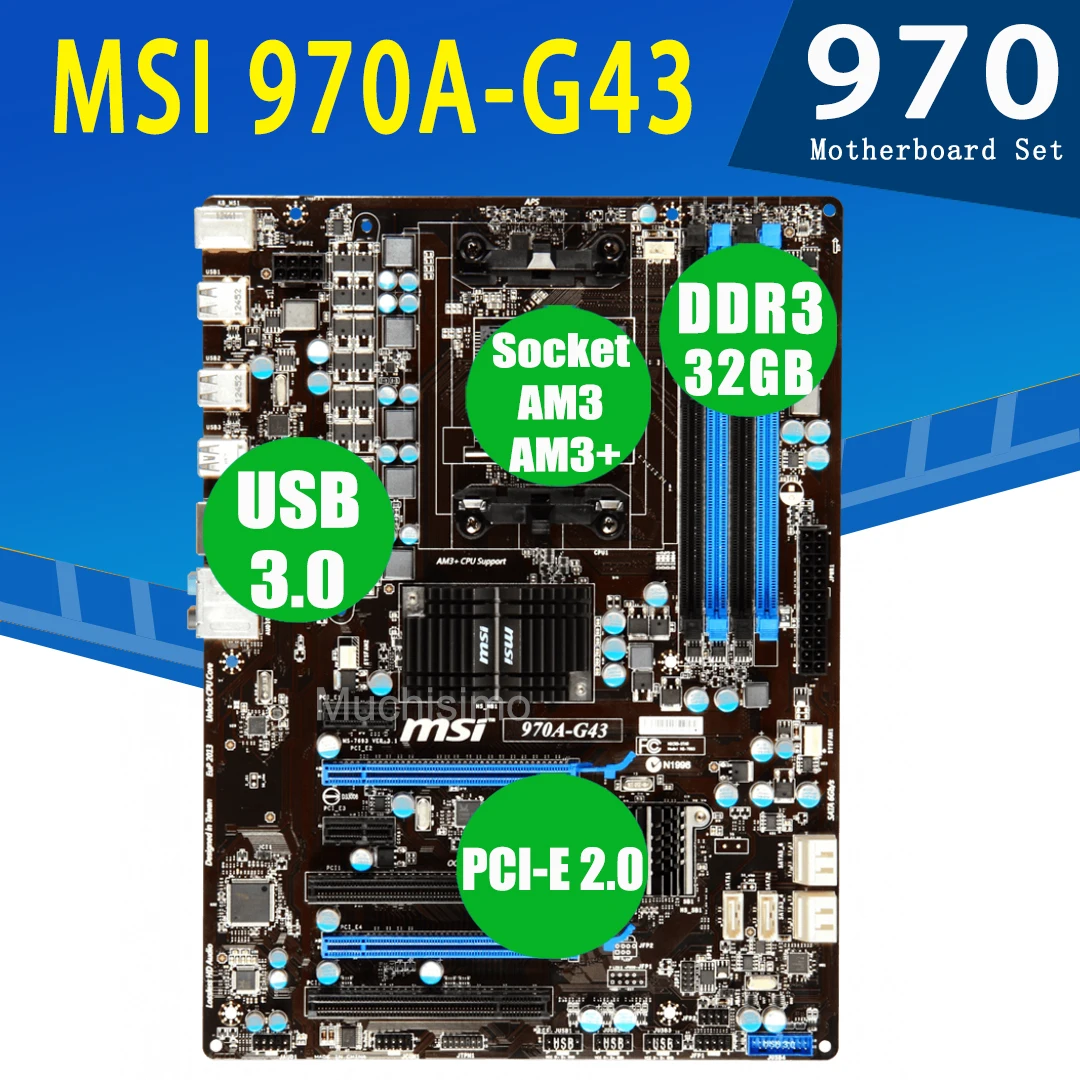 Kaufen Buchse AM3 + MSI 970A-G43 Placa-mãe E CPU AMD FX-8300 Motherboard Set 3,3 GHz 8-Core 8MB DDR3 PC AMD 970 Placa-mãe AM3 + Verwendet ATX