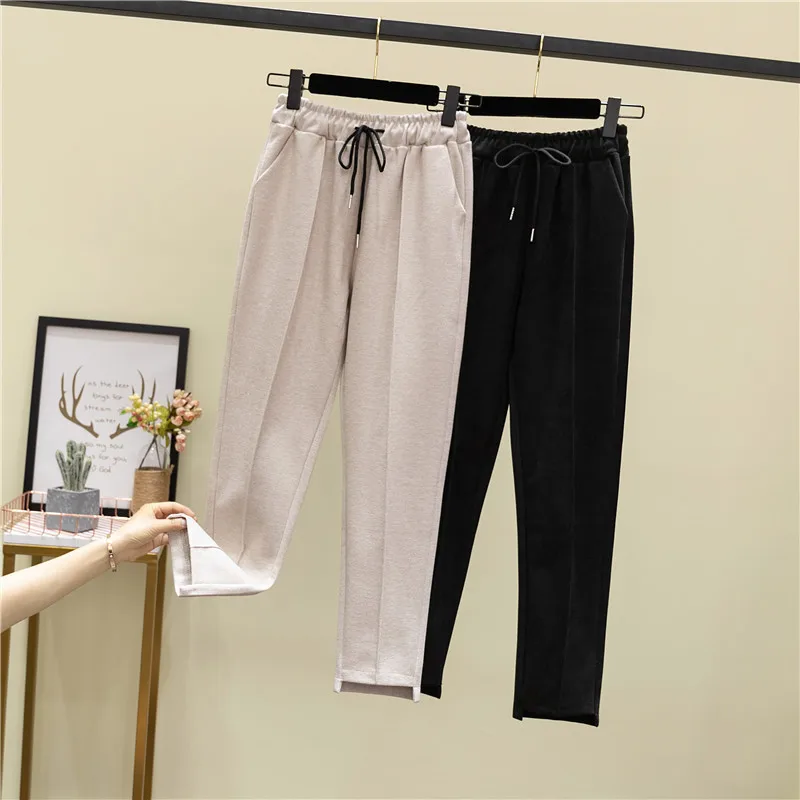 Размера плюс 4XL Модные женские шерстяные штаны для мальчиков 2021 Сезон весна осень