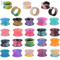 zs 1 pair 5 22mm mixed color silicone ear plug tunnel double flare ear gauges unisex colorful ear expander body piercing jewelry