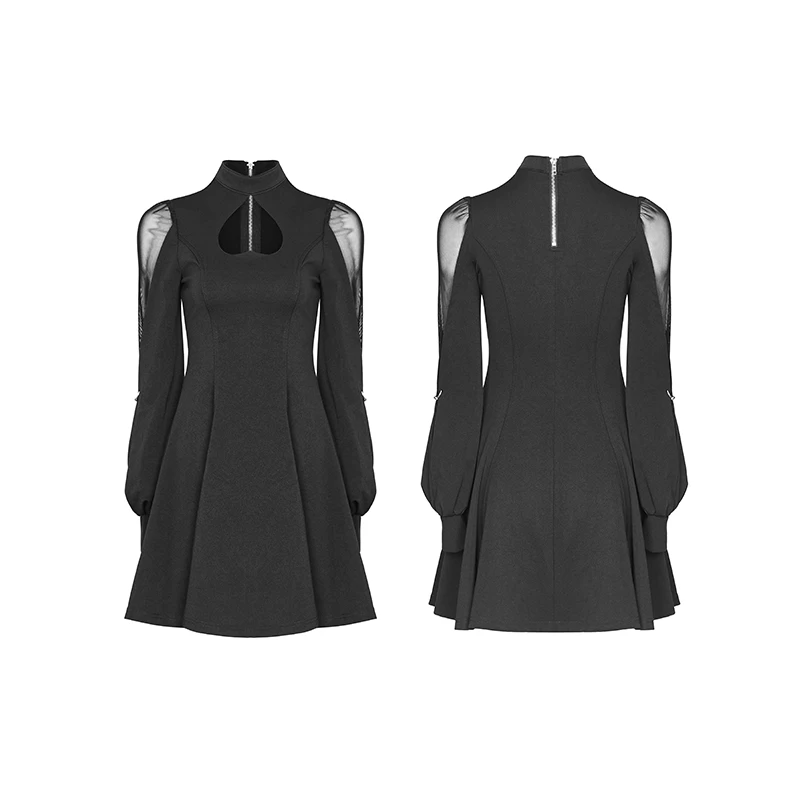 Женское трикотажное платье с высоким воротником в стиле панк готический стиль