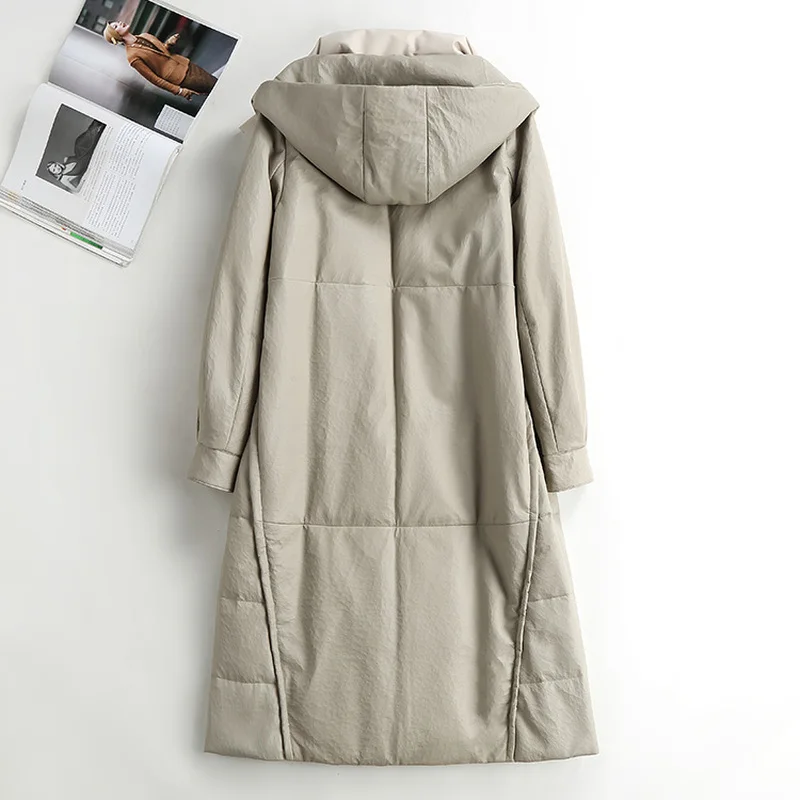 

JCHB 2021 Women's Winter Down Jacket 90% White Duck Down Real Sheepskin Coat Female Hooded Parkas Woman Mujer Chaqueta Pph2888