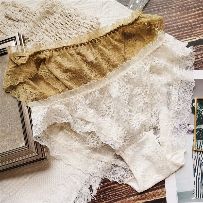 

New Women's Underwear Sexy Lace Panties Fashion Hollow Out Comfort Briefs Low Waist Seamless Flower Underpants Lingerie