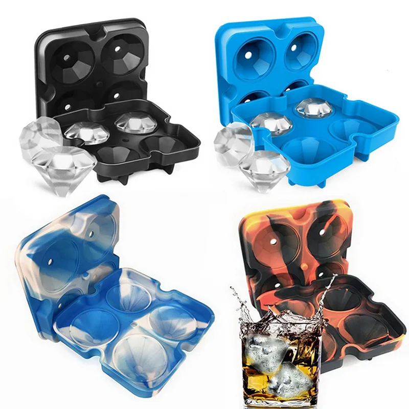 1Pc Food Grade Silicone Diamond Shaped DIY Ice Cube Mold Bar Chocolate Maker Moulds Individual Whisky Red Wine Box |