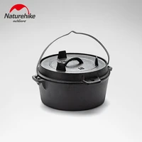 naturehike outdoors picnic dutch pot camping 25cm cast iron multi function pot portable hanging pot bbq stew soup pot frying pan