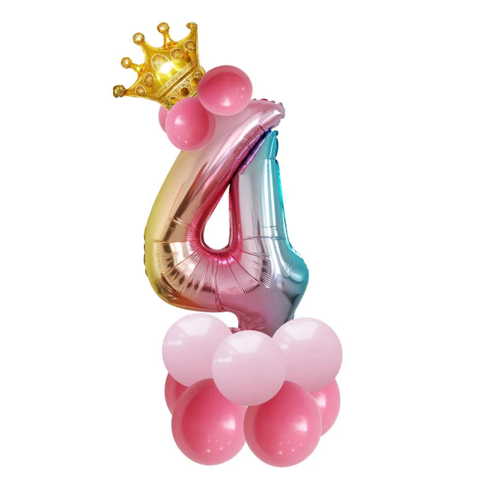 1 цвет радуга цифры фольга украшения для вечевечерние Детские праздвечерние