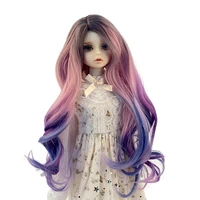 muziwig 13 bjdsd doll hair wig diy doll accessories gradient purple pink long curly doll wig high temperature fiber doll hair