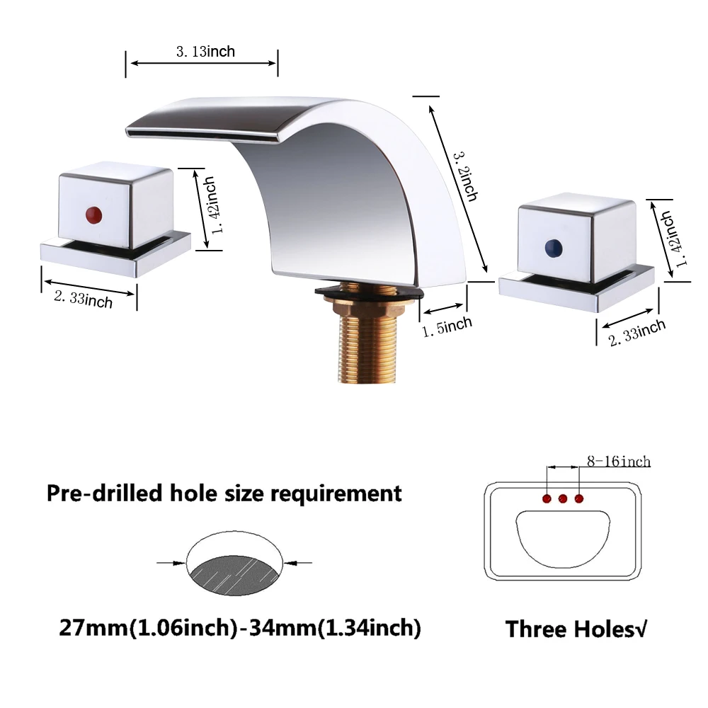 AZOS водопад Смесители для ванной комнаты гироборд с колесами 8 дюймов смеситель