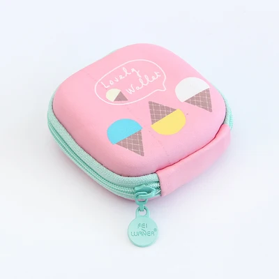 pink ice cream PURDORED 1 шт. Портативный мини для наушников с изображением персонажей из мультфильма органайзер, сумка, карман цифровой USB кабель упаковочный мешок для путешествия аксессуары organizadores - Цвет: pink ice cream
