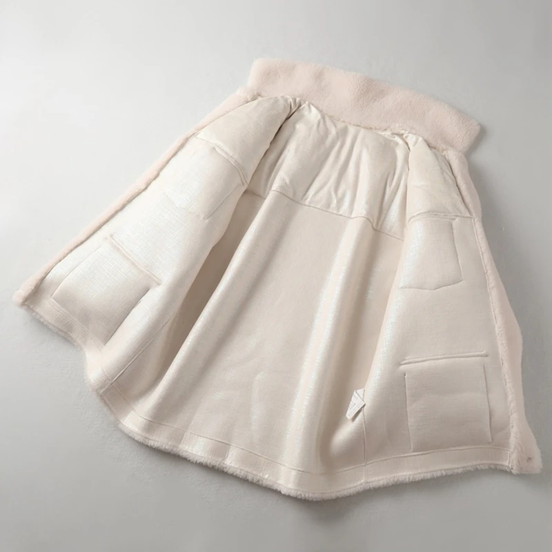 Новинка 2019 года Зимний пуховик из стриженной овечей шерсти в Корейском стиле